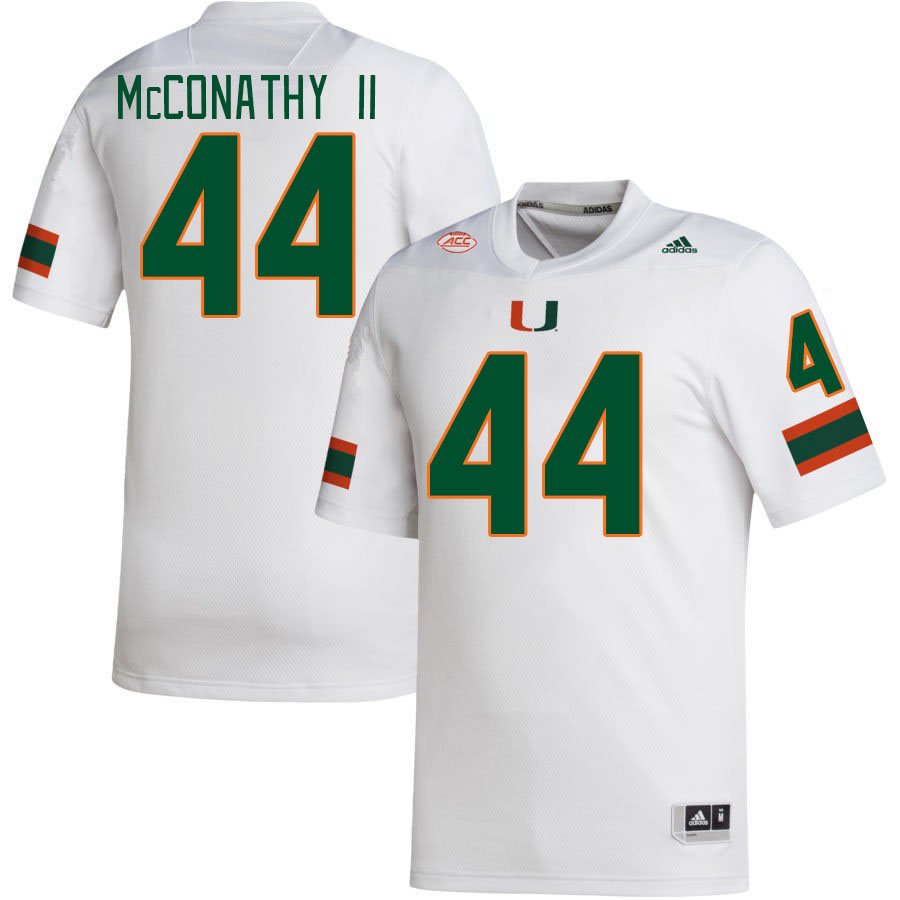 Men #44 Cole McConathy II Miami Hurricanes College Football Jerseys Stitched-White